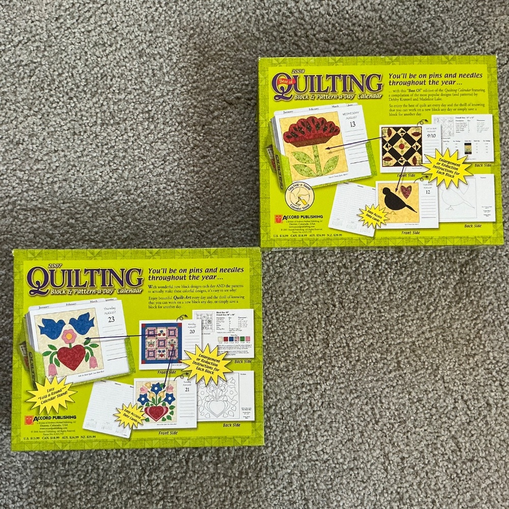 Two Quilting Block & Pattern-a-Day Calendars 2007 2008 - Picture 2 of 9
